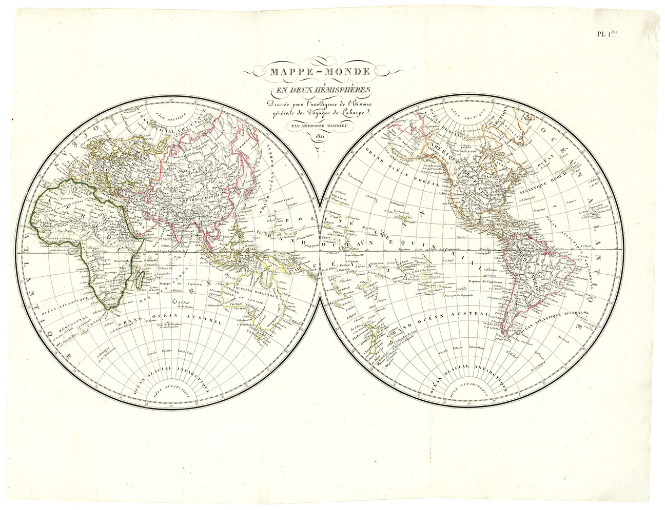 Mappe-Monde en deux Hemispheres.