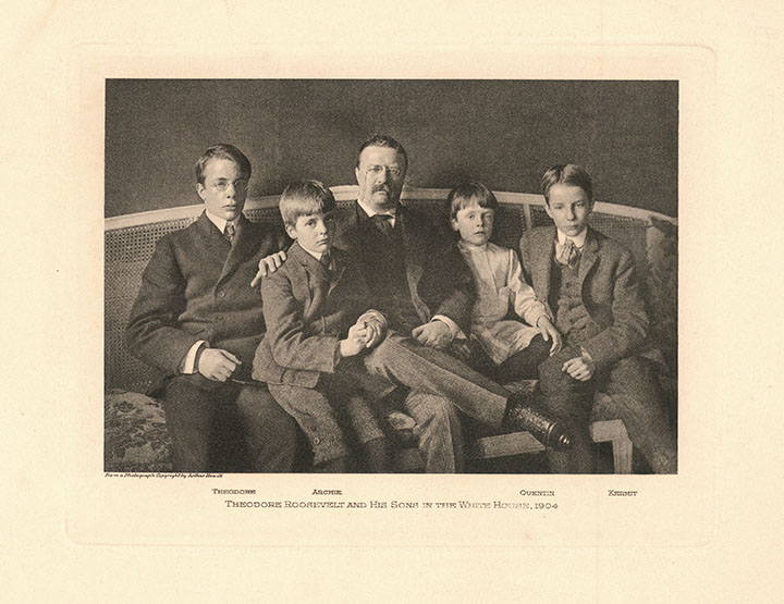 Theodore Roosevelt and his sons in the White House, 1904.