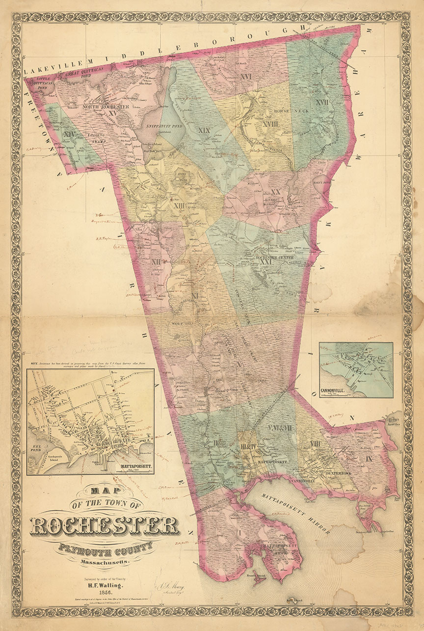 Map of the Town of Rochester, Plymouth County Massachusetts.