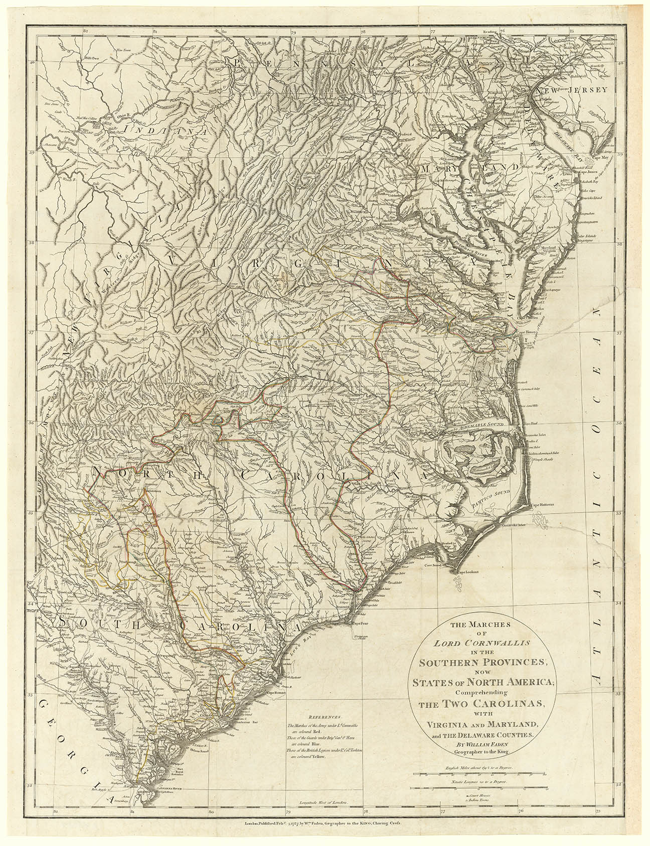 The Marches of Lord Cornwallis in the Southern Provinces, Now States of North America; Comprehending the Two Carolinas, with Virginia and Maryland and the Delaware Counties.