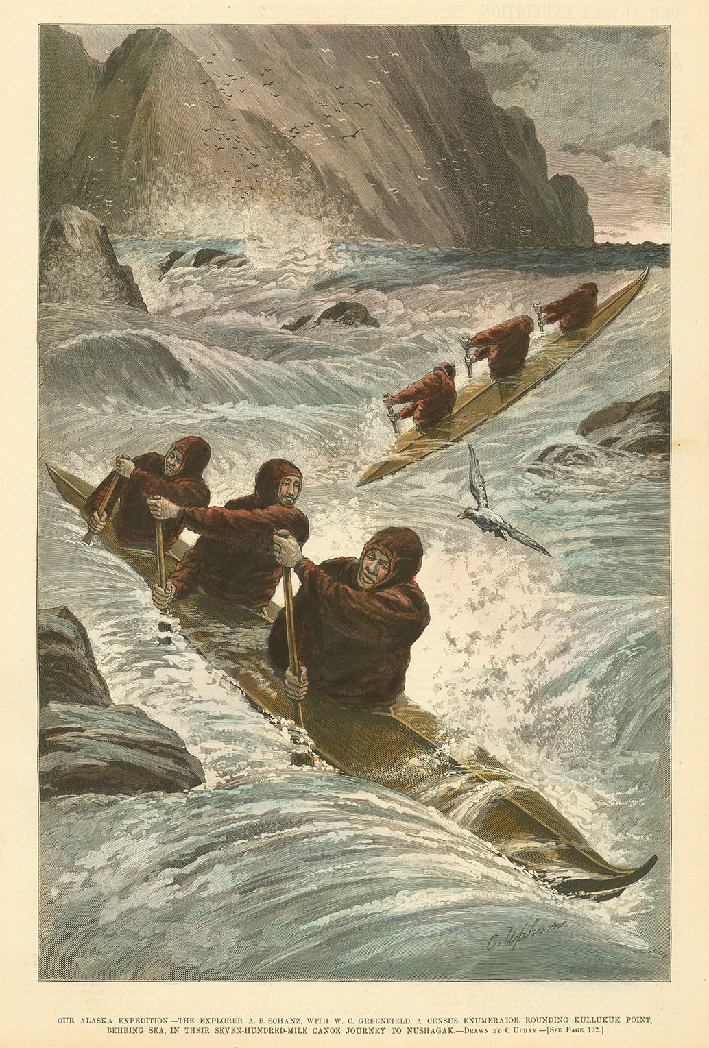 Our Alaska Expedition - The Explorer A. B. Schanz, with W. C. Greenfield, a Census Enumerator, Rounding Kullukuk Point, Behring Sea...