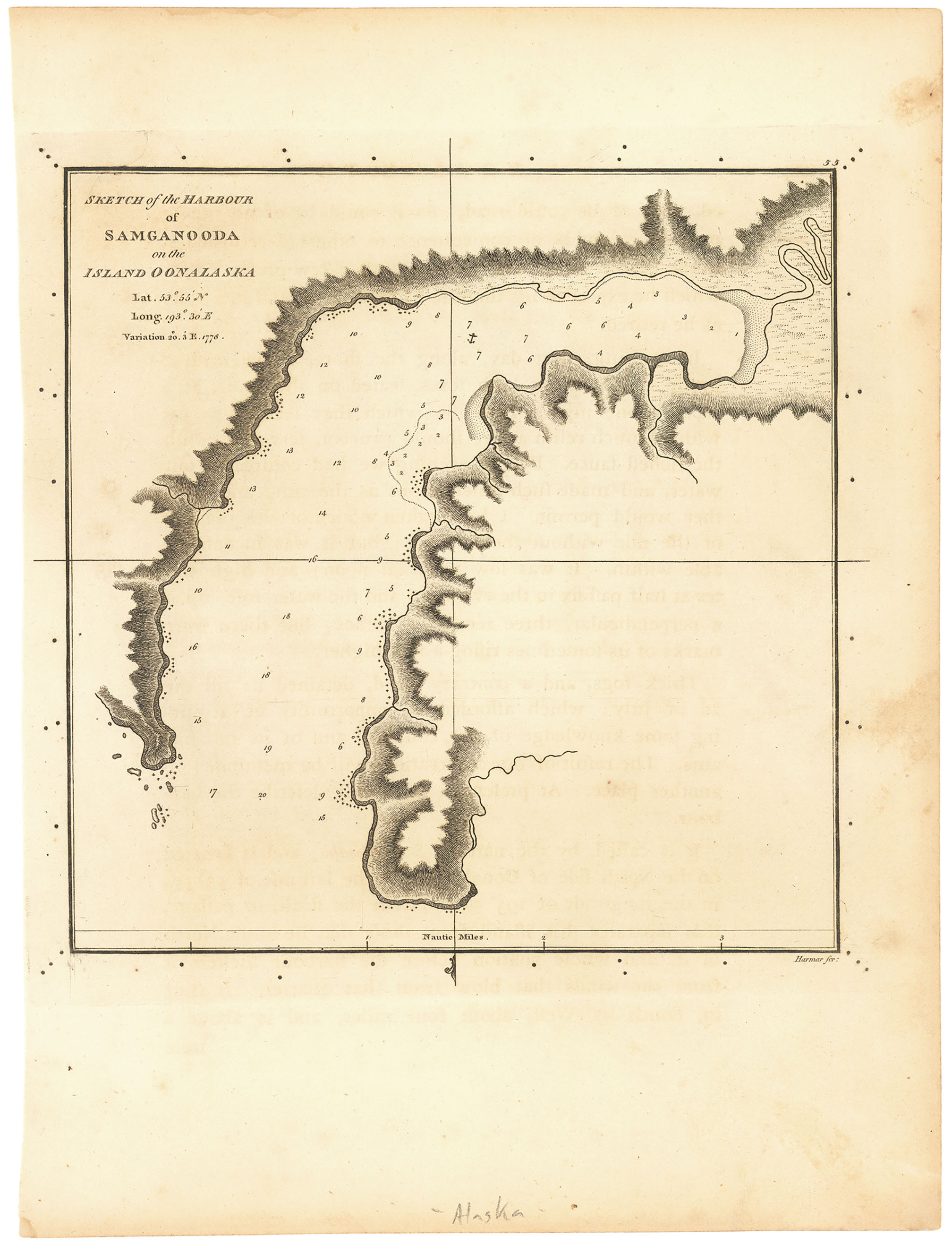 Sketch of the Harbour of Samganooda, on the Island of Oonalaska. (Alaska)