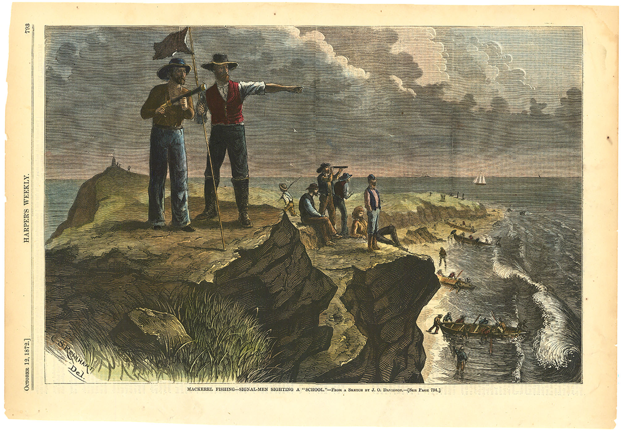 Mackerel Fishing - Signal-Men Sighting a "School."