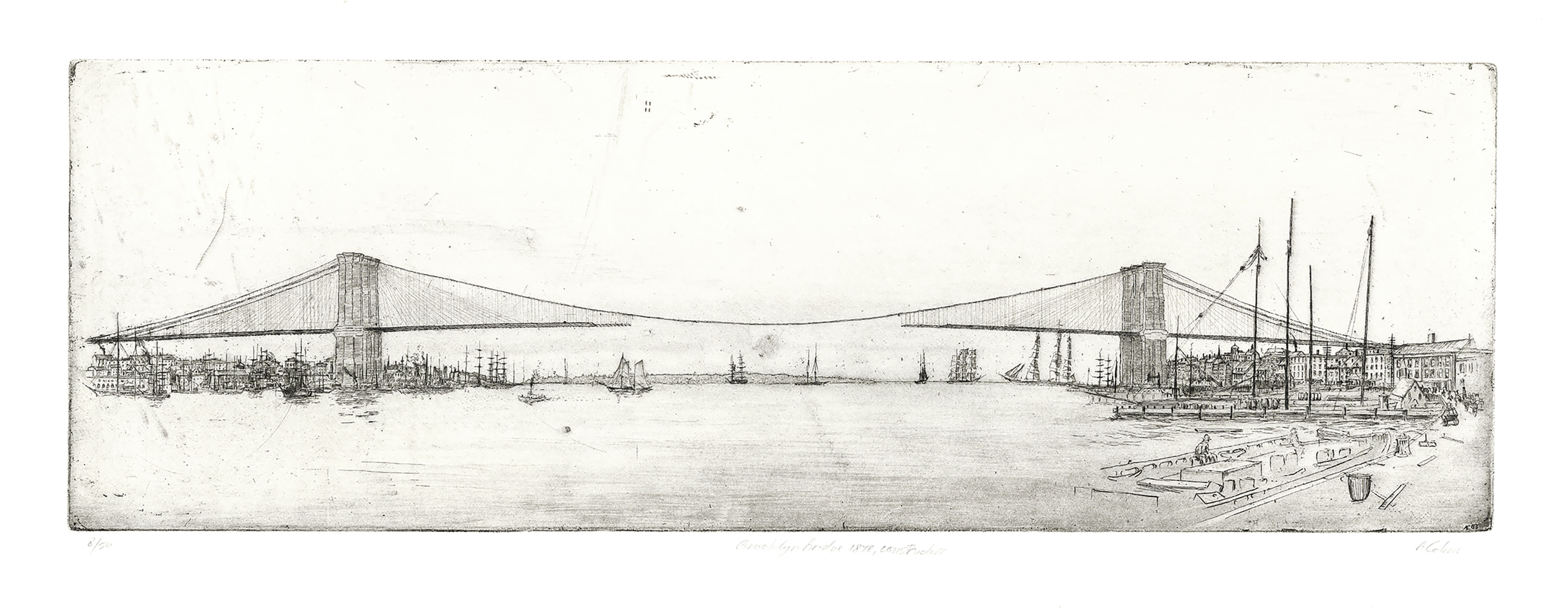Brooklyn Bridge, 1878, Construction.