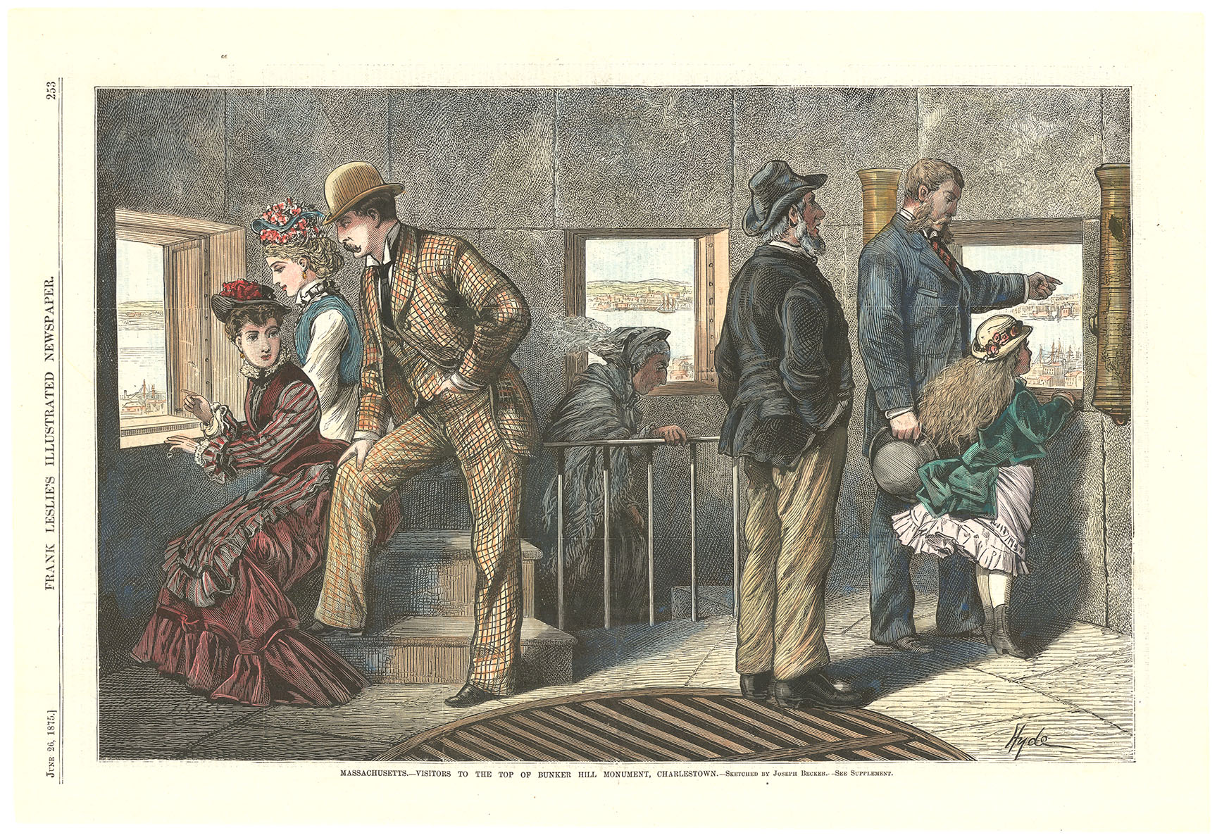 Massachusetts - Visitors to the Top of Bunker Hill Monument, Charlestown