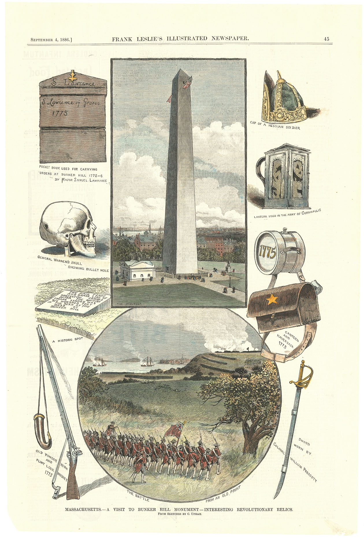 Massachusetts - A Visit to Bunker Huill Monument - Intersting Revolutionary Relics.