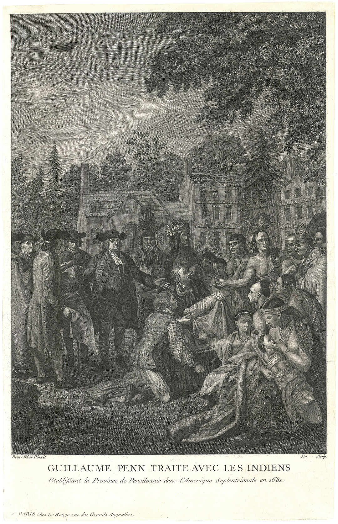 Guillaume Penn Traite Avec les Indiens. Establissant la Province de Pensilvanie dans L'Amerique Septentrionale en 1681.