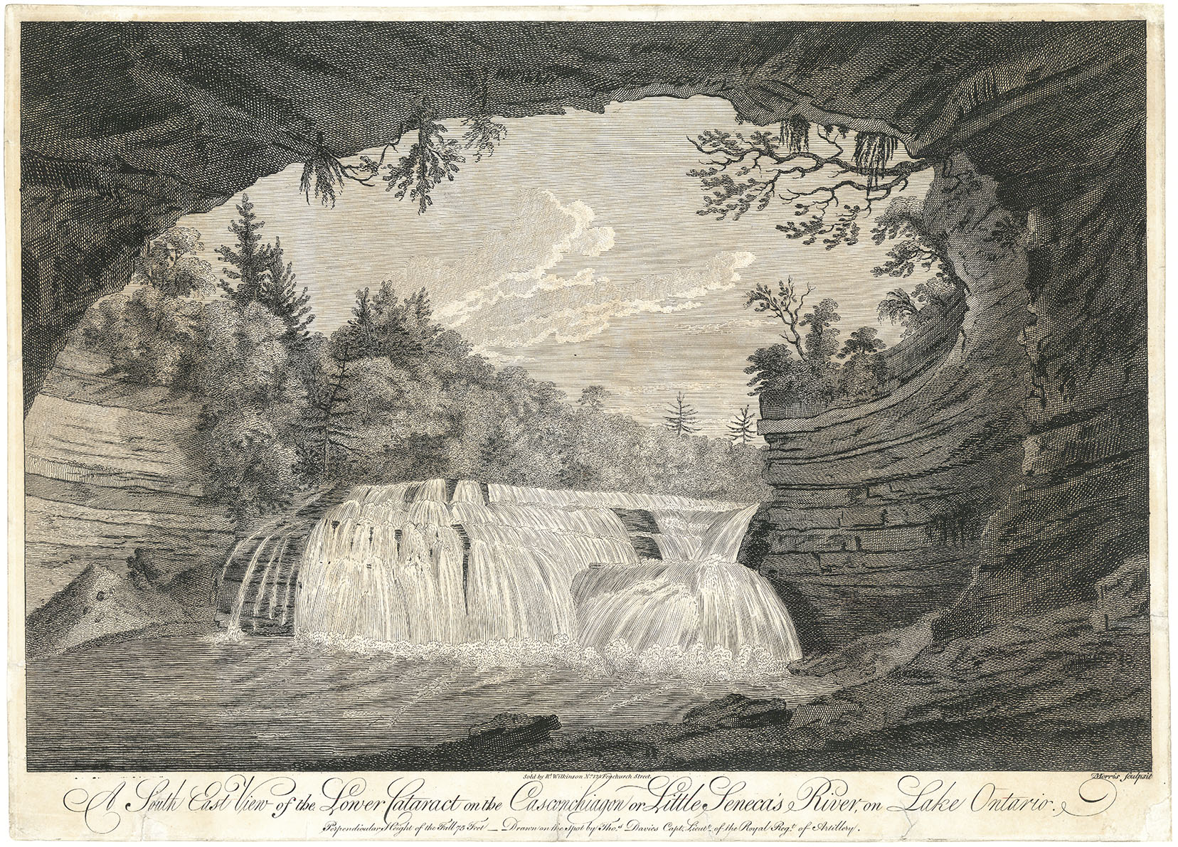 A South East View of the Lower Cataract on the Casconchiagon or Little Seneca's River, on Lake Ontario. (Lower Falls, Rochester)