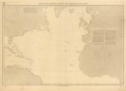 Great Circle Sailing Chart of the North Atlantic Ocean