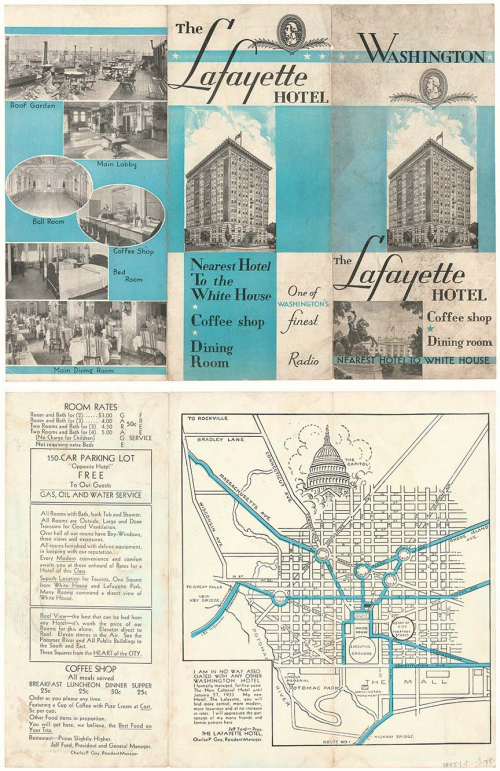 Washington D.C. map The Lafayette Hotel.