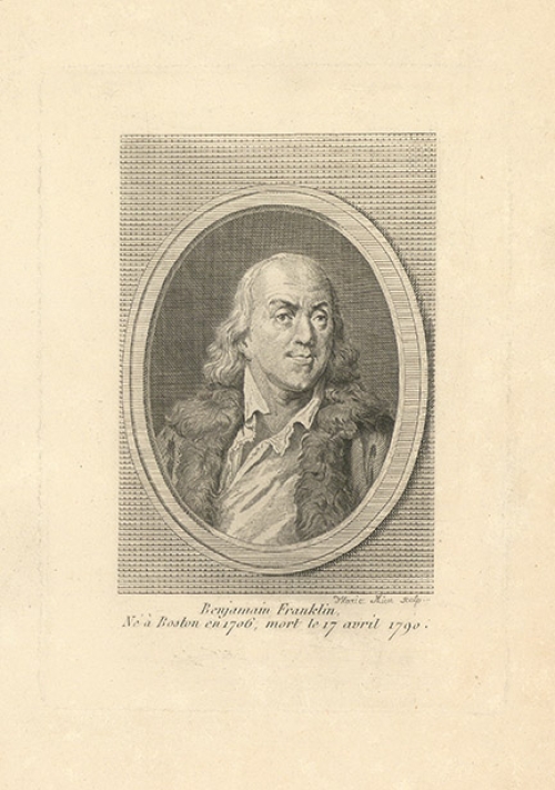 Benjamin Franklin. Ne a Boston 1706, mort le 17 avril 1790.