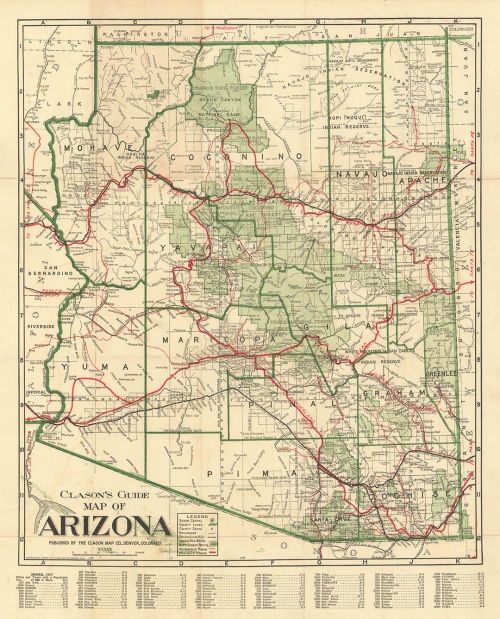 Clason's Guide Map of Arizona.