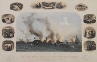 First Naval Conflict between Iron Clad Vessels.  In Hampton Roads, March 9th 1862. The,