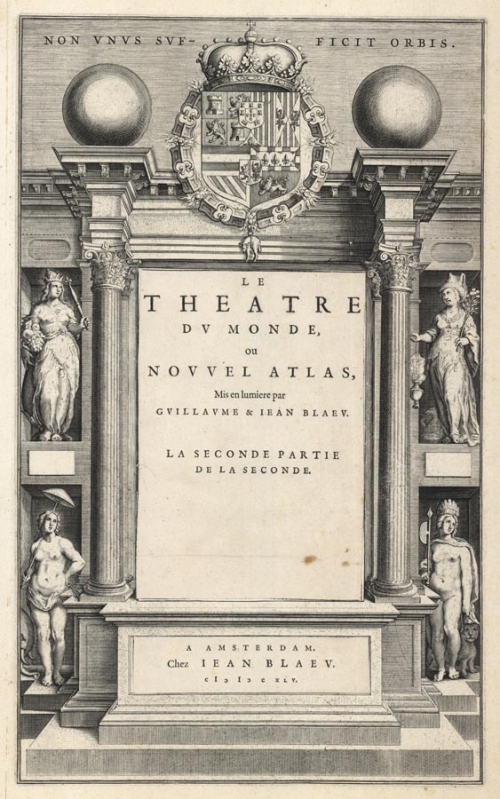 Blaeu atlas title page. Non Unus Sufficit Orbis.
