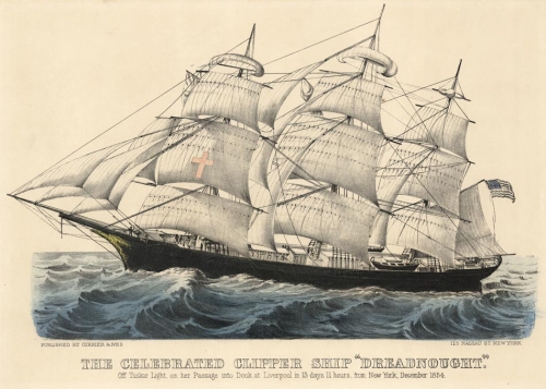 The Celebrated Clipper Ship "Dreadnought." : Off Tuskar Light, on her Passage into Dock at Liverpool in 13 days 11 hours, from New York, December 1854.
