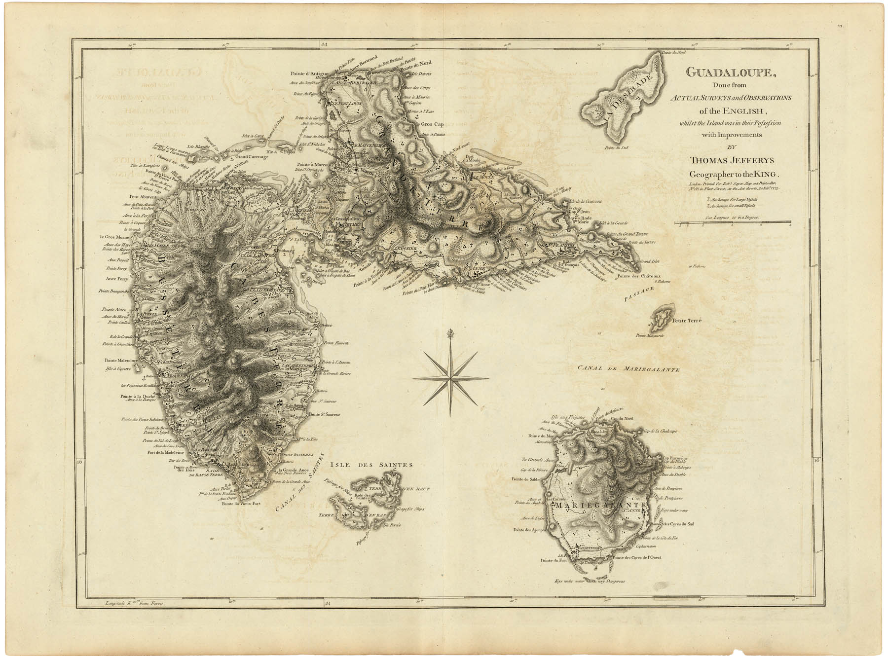 Guadaloupe, Done from Actual Surveys and Observations of the English, whilst the Island was in their Possession... .
