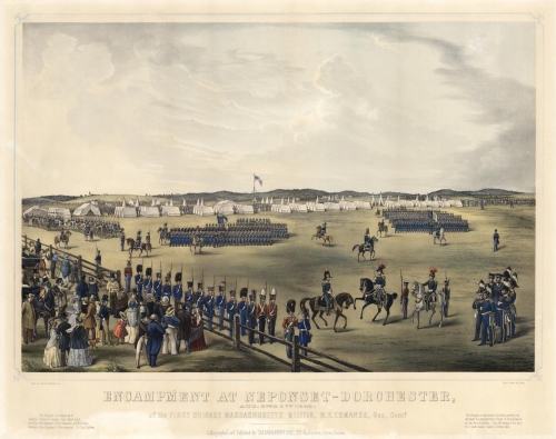 Encampment At Neponset-Dorchester, : Aug. 8th & 9th 1849. : of The First Brigade, Massachusetts Militia, B. F. Edmands, Gen. Comg.