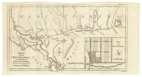 A Map of Part of West Florida, from Pensacola to the Mouth of the Iberville River, with a view to shew the proper spot for a Settlement on the Mississipi.