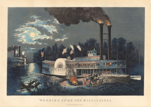 "Wooding Up" on the Mississippi.