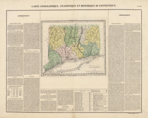 Carte Geographique, Statistique et Historique du Connecticut.