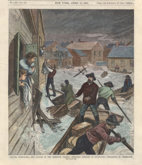 Dakota Territory. - The Floods in the Missouri Valley - Rescuing Inmates of Inundated Dwellings at Vermillon.