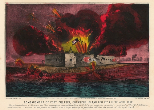 Bombardment of Fort Pulaski, Cockspur Island, Geo. 10th & 11th of April 1862. [two additional lines of text].