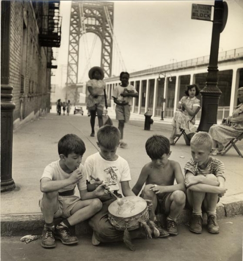 City Children, the Drum. (George Washington Bridge).