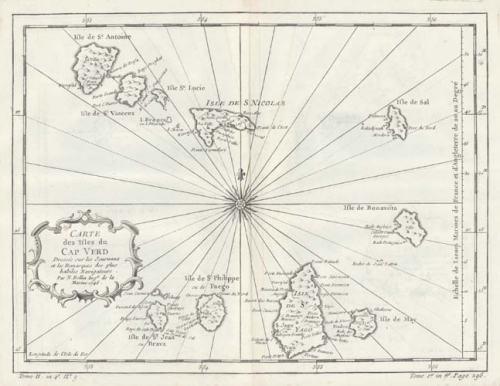 Carte des Isles du Cap Verd Dressee sur les Journaux et les Remarques des plus habiles Navigateurs.