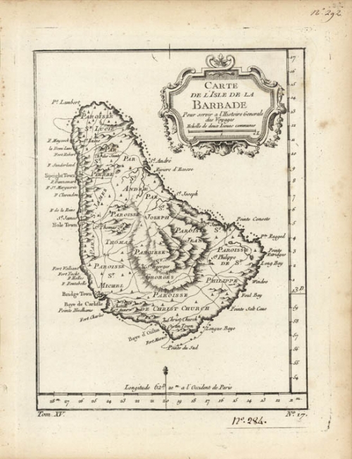 Carte de L'Isle de la Barbade  (Barbados).
