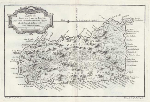 Carte de L'Isle de Sainte Lucie. (Saint Lucia)