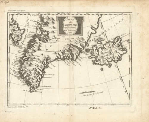 Carte du Groenland Dressee et Gravee par Laurent.  (Greenland and Iceland)