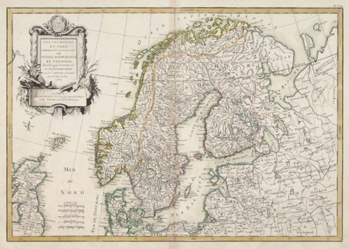 Les Couronnes du Nord Comprenant les Royaumes de Suede Danemarck et Norwege divise's par Provinces.