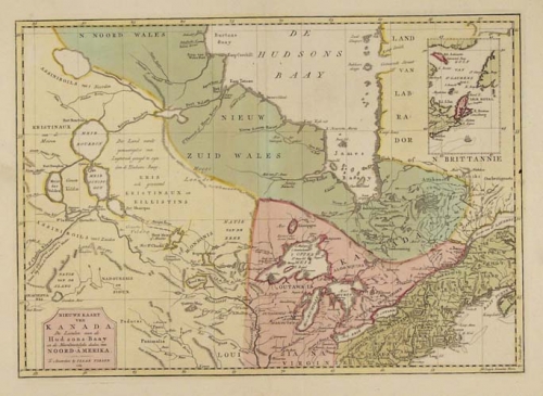 Nieuwe Kaart van Kanada, de Landen aan de Hudsons-Baay en de Noordwestelyke deelen van Noord-Amerika.