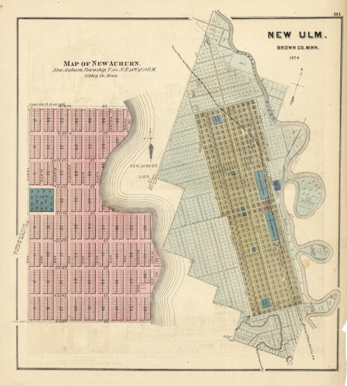 Map of New Auburn. New Auburn Township, Sibley Co. Minn. [and] New Ulm. Brown Co. Minn.