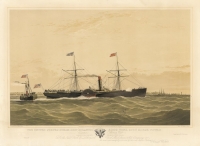 United States Steam Ship "Atlantic" 3,000 Tons, 1000 Horse Power.  The, : Captain James West. : Starting for New York with the Mails River Mersey.