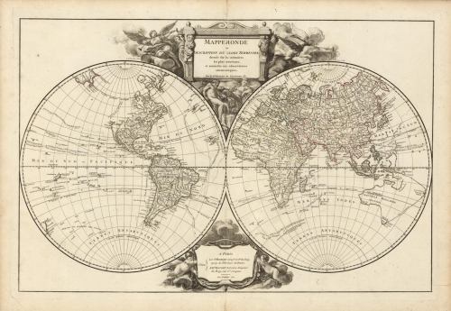 Mappemonde ou Description du Globe Terrestre; dressee sur les memoires les plus nouveaux, et assujettie aux observations astronomiques.