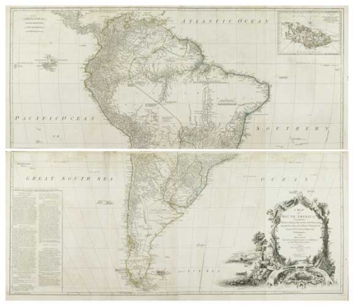 Map of South America Containing Tierra-Firma, Guayana, New Granada, Amazonia, Brasil, Peru, Paraguay, Chaco, Tucuman, Chili and Patagonia. A,