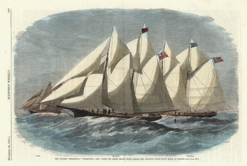Yachts "Henrietta," "Fleetwing," and "Vesta" on their Grand Race across the Atlantic from Sandy Hook to Cowes. The,