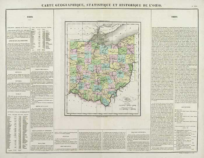 Carte Geographique, Statisique et Historique du L'Ohio.