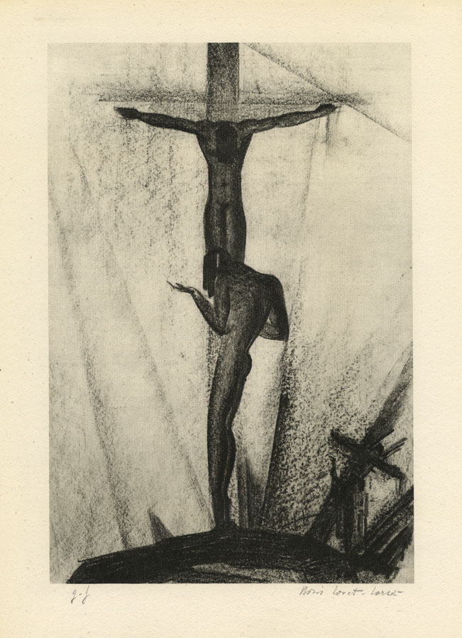 Figure in front of a Crucifixion. (Untitled).