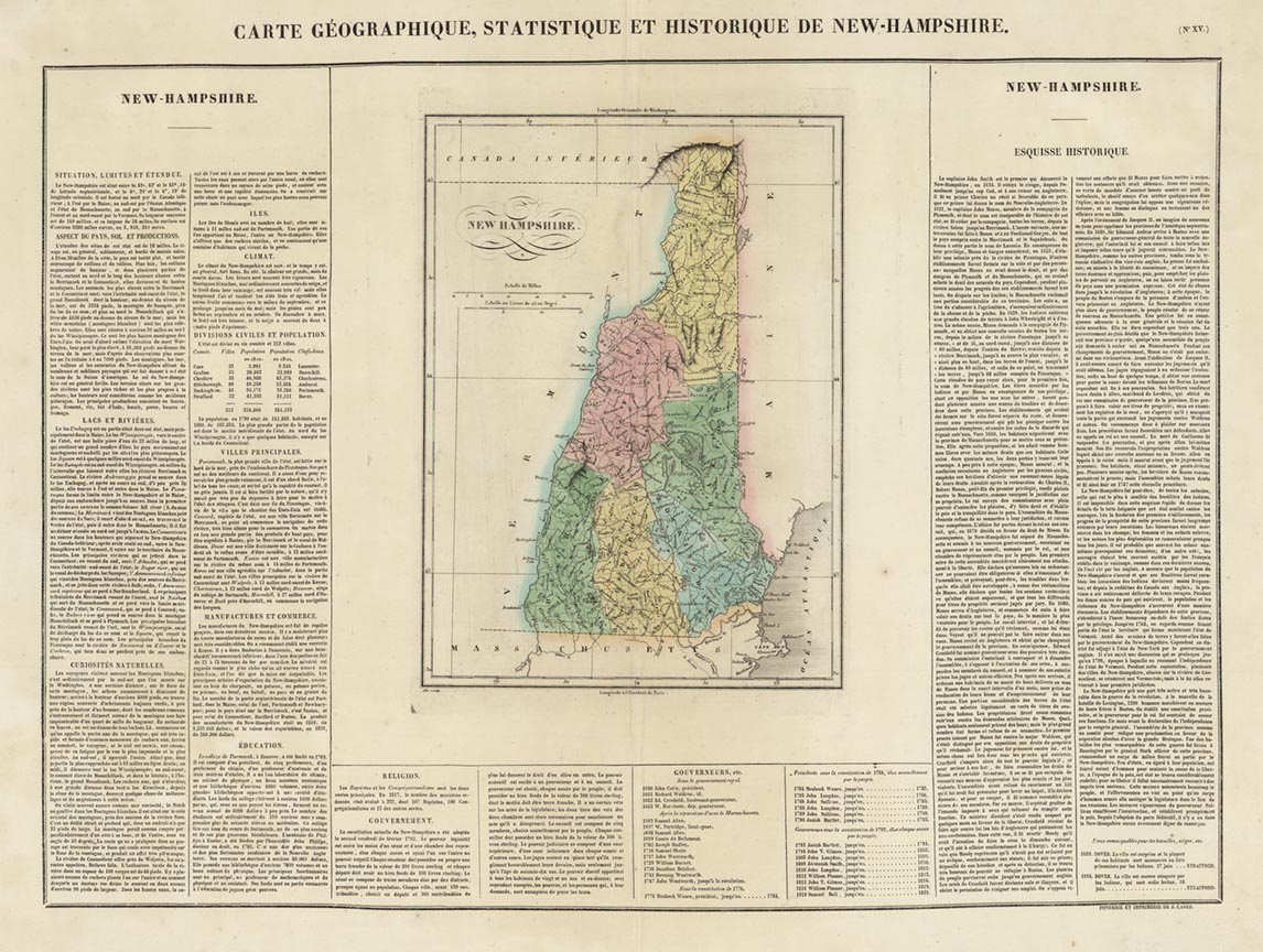 Carte Geographique, Statisique et Historique de New-Hampshire.