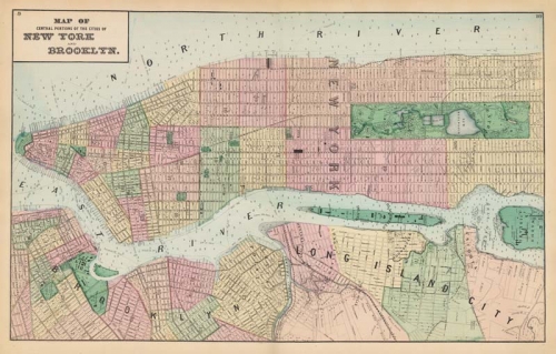 Map of Central Portions of the Cities of New York and Brooklyn.