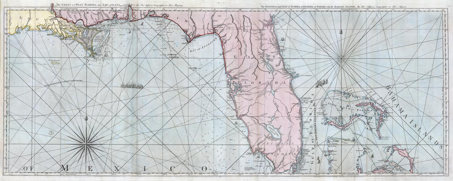 The Coast of West Florida and Louisiana. / The Peninsula and Gulf of Florida or Channel of Bahama with the Bahama Islands.
