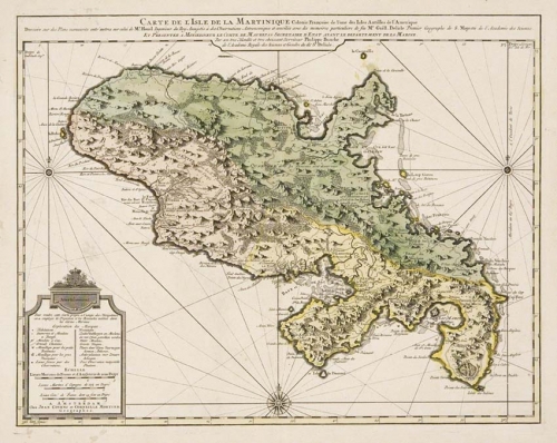 Carte de L'Isle de la Martinique Colonie Francoise de l'une des Isles Antilles de l'Amerique.