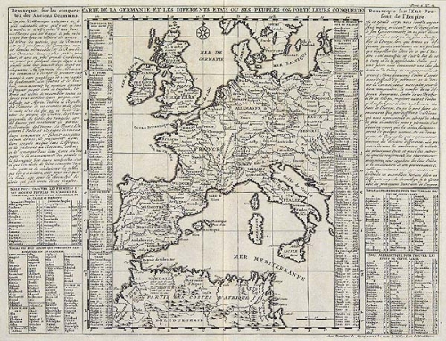 Carte de la Germanie et les Diferents Etats ou ses Peuples ont Porte Leurs Conquestes.