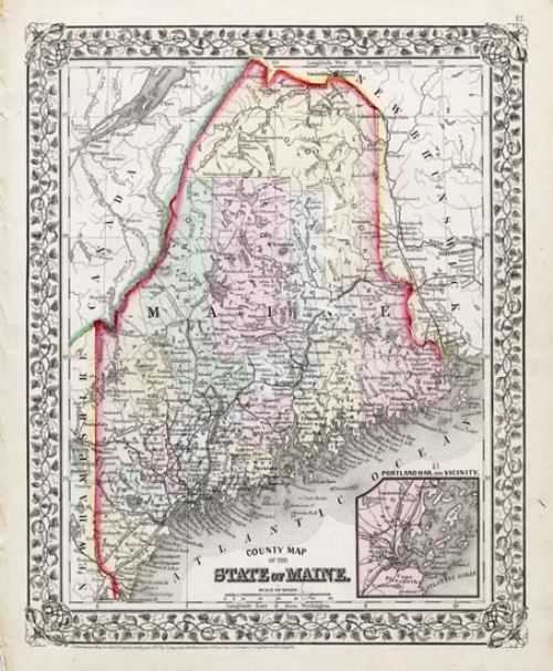 County Map of the State of Maine.