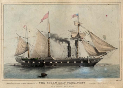 Steam Ship President. The, : The Largest in the World.  [plus two lines describing the ship on either side of title].