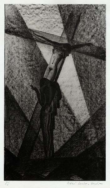 Figure and crucifixtion on diagonal (Untitled).