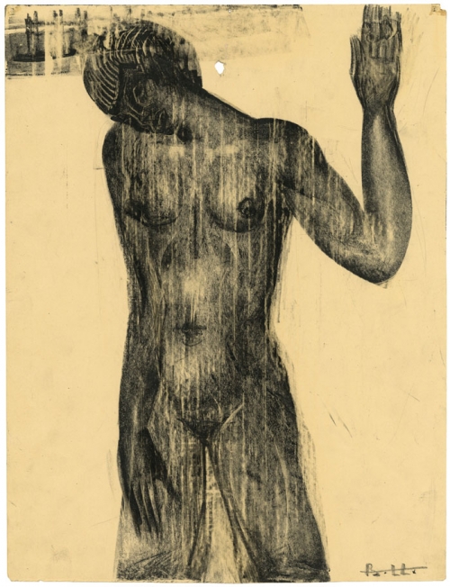 Drawing, Figure with hand raised (untitled).