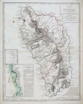 Carte de la Dominique Prise par les Francois le 7 Septembre 1778. Avec le Plan du Debarquement et de l'Attaque des Forts et Batteries par les Troupes et Les Fregates de sa Majeste ... Dediee a M. de Sartine ...